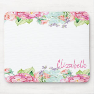 Cute Watercolor Flowers - Personalized Mouse Pad