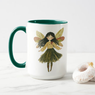 Cute Watercolor Forest Girl Fairy Two-Tone Coffe Mug