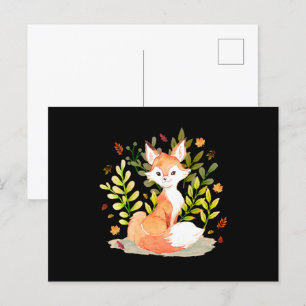 Cute Watercolor Fox Animal Postcard