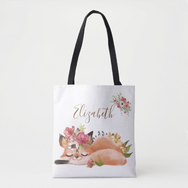 Cute watercolor fox baby  tote bag (Front)
