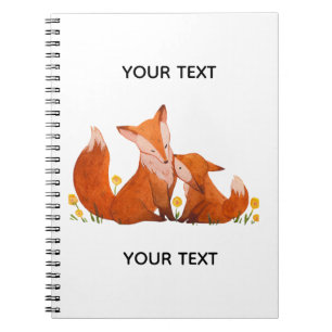 Cute Watercolor Fox Family Personalised Notebook