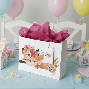 Cute watercolor fox large gift bag