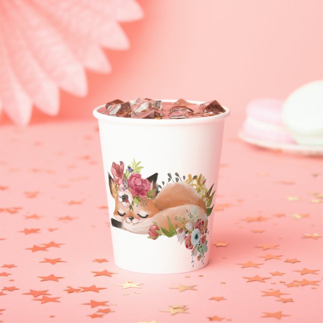 Cute watercolor fox paper cups (Insitu)