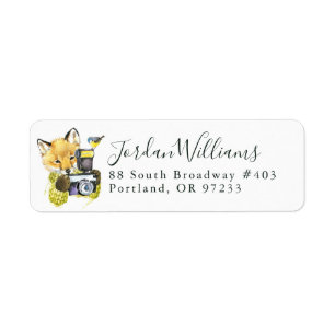 Cute Watercolor Fox Taking Pictures   Add Name