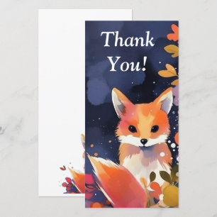 Cute Watercolor Fox Thank You Card 
