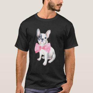 Cute Watercolor French Bulldog Bowtie Woman Girl T-Shirt