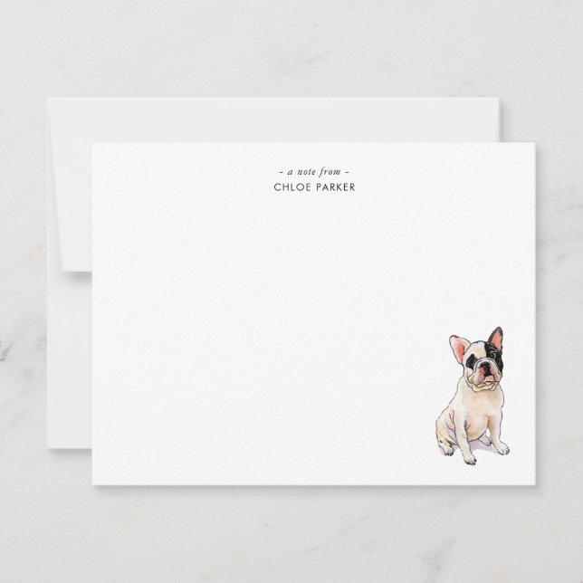Cute watercolor French Bulldog Custom Flat Thank You Card (Front)