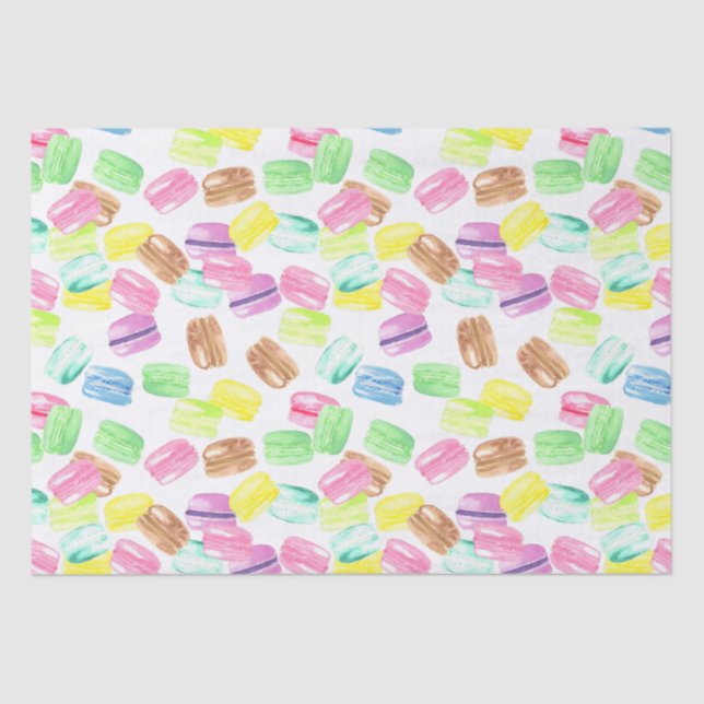 Cute Watercolor French Macaroon | Macaron Pattern Tissue Paper (Front)