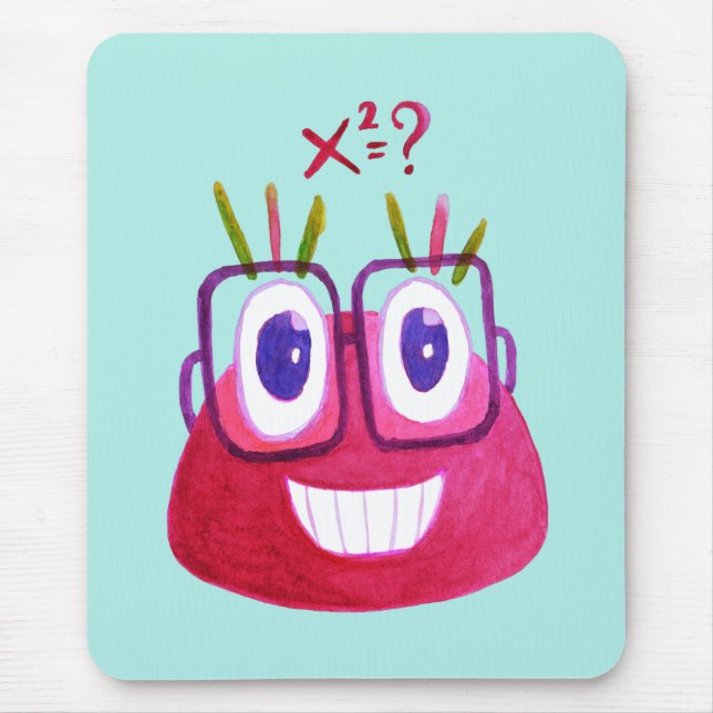 Cute Watercolor Geek Candy Character Mathematician Mouse Pad (Front)