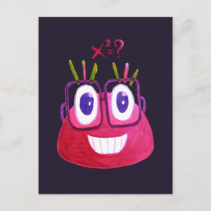 Cute Watercolor Geek Candy Character Mathematician Postcard