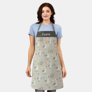 Cute Watercolor Geese - Customizable Apron