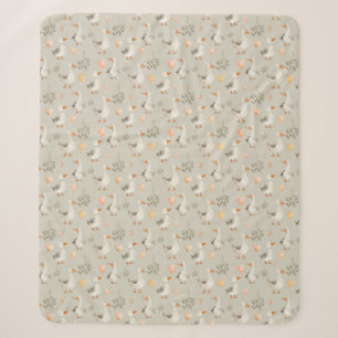 Cute Watercolor Geese Sherpa Blanket