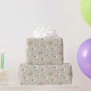 Cute Watercolor Geese Wrapping Paper Roll