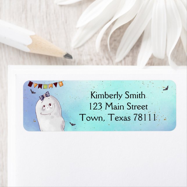 Cute Watercolor Ghost Halloween Address (Insitu)