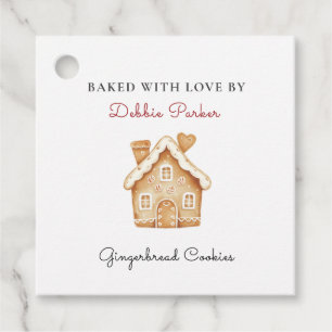 Cute watercolor gingerbread house Baked with Love  Favour Tags