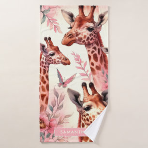 Cute Watercolor Giraffe  Bath Towel