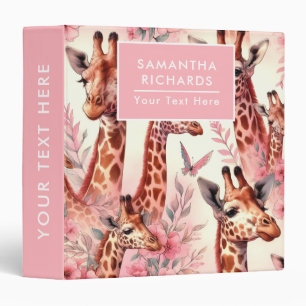 Cute Watercolor Giraffe Binder