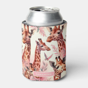 Cute Watercolor Giraffe  Can Cooler