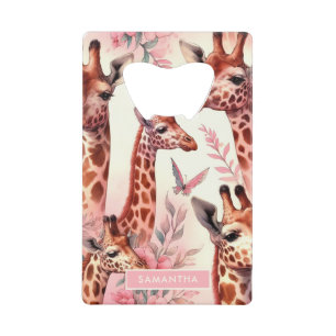 Cute Watercolor Giraffe Credit Card Bottle Opener