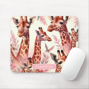 Cute Watercolor Giraffe  Mouse Pad