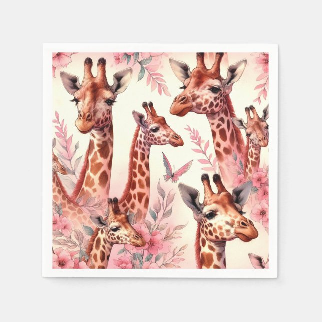 Cute Watercolor Giraffe  Napkin (Front)