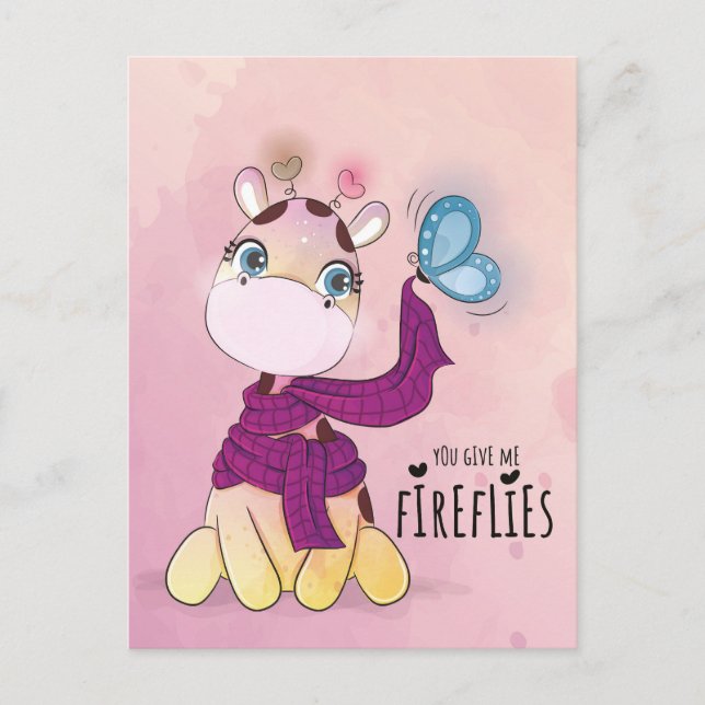 Cute Watercolor Giraffe Postcard (Front)