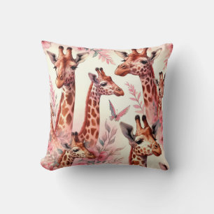 Cute Watercolor Giraffe  Throw Pillow