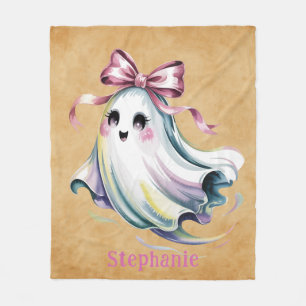 Cute Watercolor Girl Ghost Birthday Mash Gift Fleece Blanket