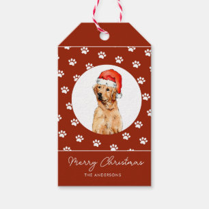 Cute watercolor Golden retreiver Christmas  Gift Tags