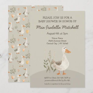 Cute Watercolor Goose Baby Shower Invitation