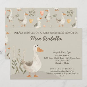 Cute Watercolor Goose Baby Shower Invitation
