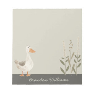 Cute Watercolor Goose Customizable Notepad