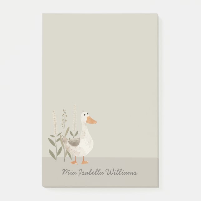 Cute Watercolor Goose Customizable  Post-it Notes (Front)