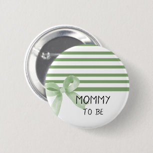 Cute Watercolor Green Bow Baby Shower Mommy-to-be 2 Inch Round Button