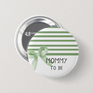Cute Watercolor Green Bow Baby Shower Mommy-to-be 2 Inch Round Button