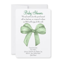 Cute watercolor green bow invitation