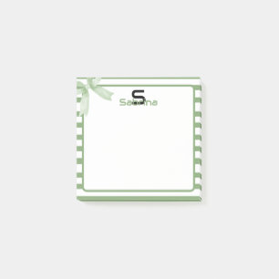 Cute Watercolor Green Bow Stripes Post-it Notes