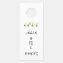 Cute Watercolor Greenery Leaves Baby Sleeping