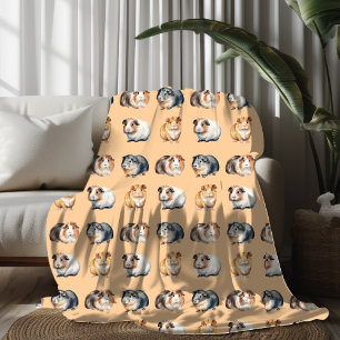 Cute Watercolor Guinea Pig Fleece Blanket