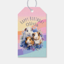 Cute Watercolor Guinea Pigs Personalized Birthday