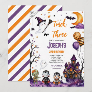 Cute Watercolor Halloween Ghost Birthday Halloween Invitation