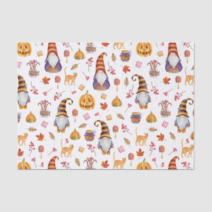 Cute Watercolor Halloween Gnomes, Pumpkins and Cat Tissue Paper
