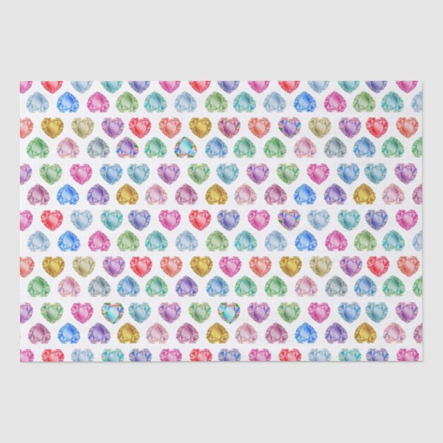  Cute Watercolor Heart Gemstone Colourful Fun Girl Tissue Paper (Front)