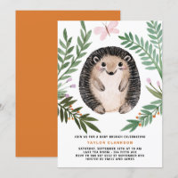Cute Watercolor Hedgehog Baby Shower Brunch
