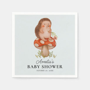 Cute Watercolor Hedgehog Blue Baby Shower  Napkin