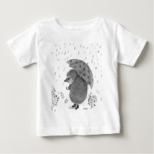 Cute Watercolor Hedgehog Rainy Day Whimsical