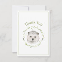 Cute Watercolor Hedgehog Simple Thank You Card