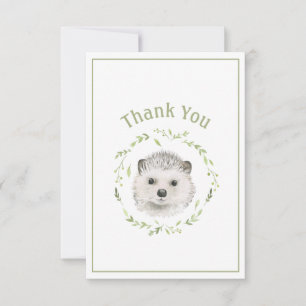 Cute Watercolor Hedgehog Simple Thank You Card