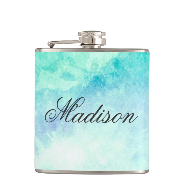 Cute Watercolor Hip Flask (Front)