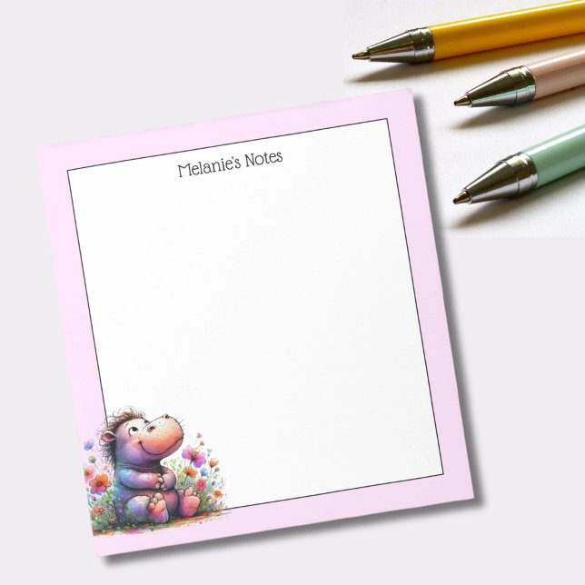 Cute Watercolor Hippo Notepad (Creator Uploaded)